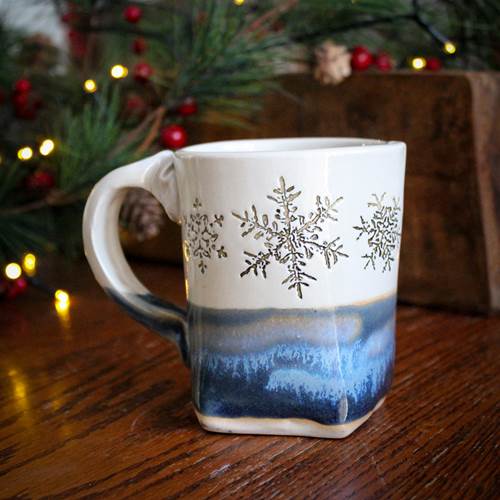 Blue & White Snowflake Mug