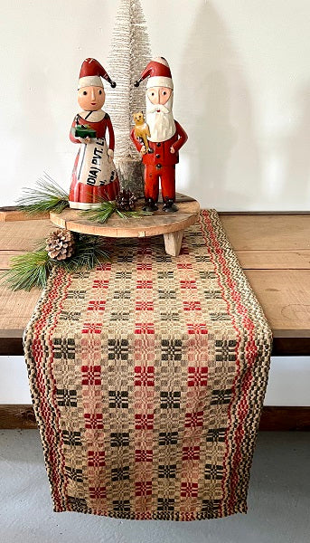 56" Red & Green Parlor Weave Table Runner
