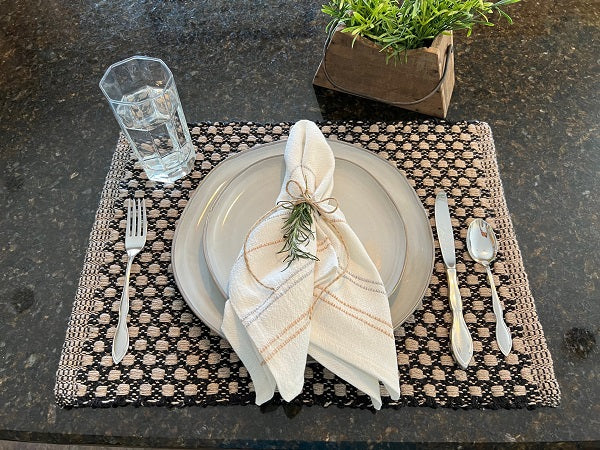 Black & Tan Cottage Weave Placemats Set of 4