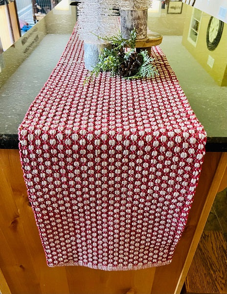 72" Red & Tan Cottage Weave Table Runner