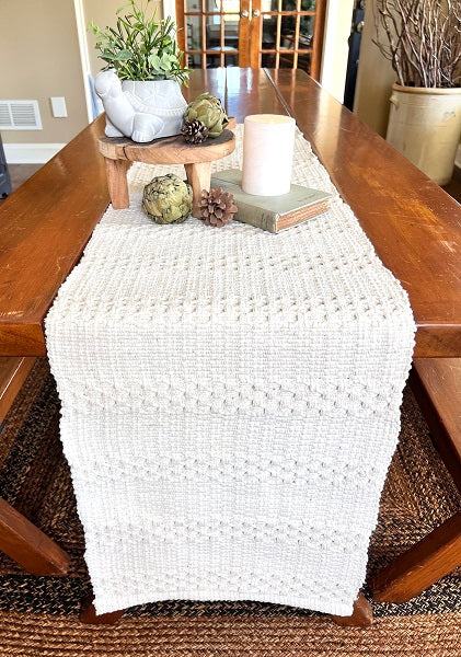 72" Cream Pillar Weave Table Runner
