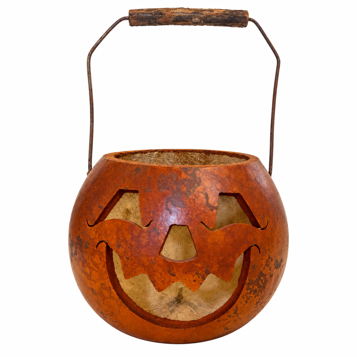 Rusty Basket Jack-O-Lantern Gourd