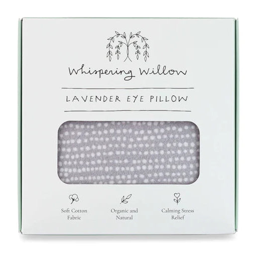 Whispering Willow lavender eye pillow packaging on a white background