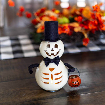 Skully Skeleton Gourd with Pumpkin Basket