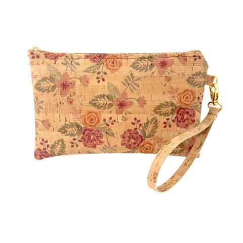Flourish Print Simple Cork Wristlet