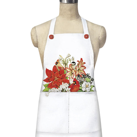 Winter Birds with Flowers Apron
