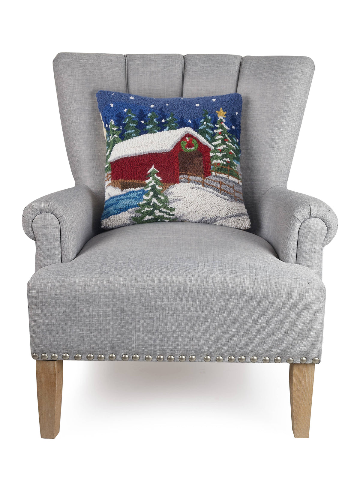 Snowy Holiday Bridge Hook Pillow