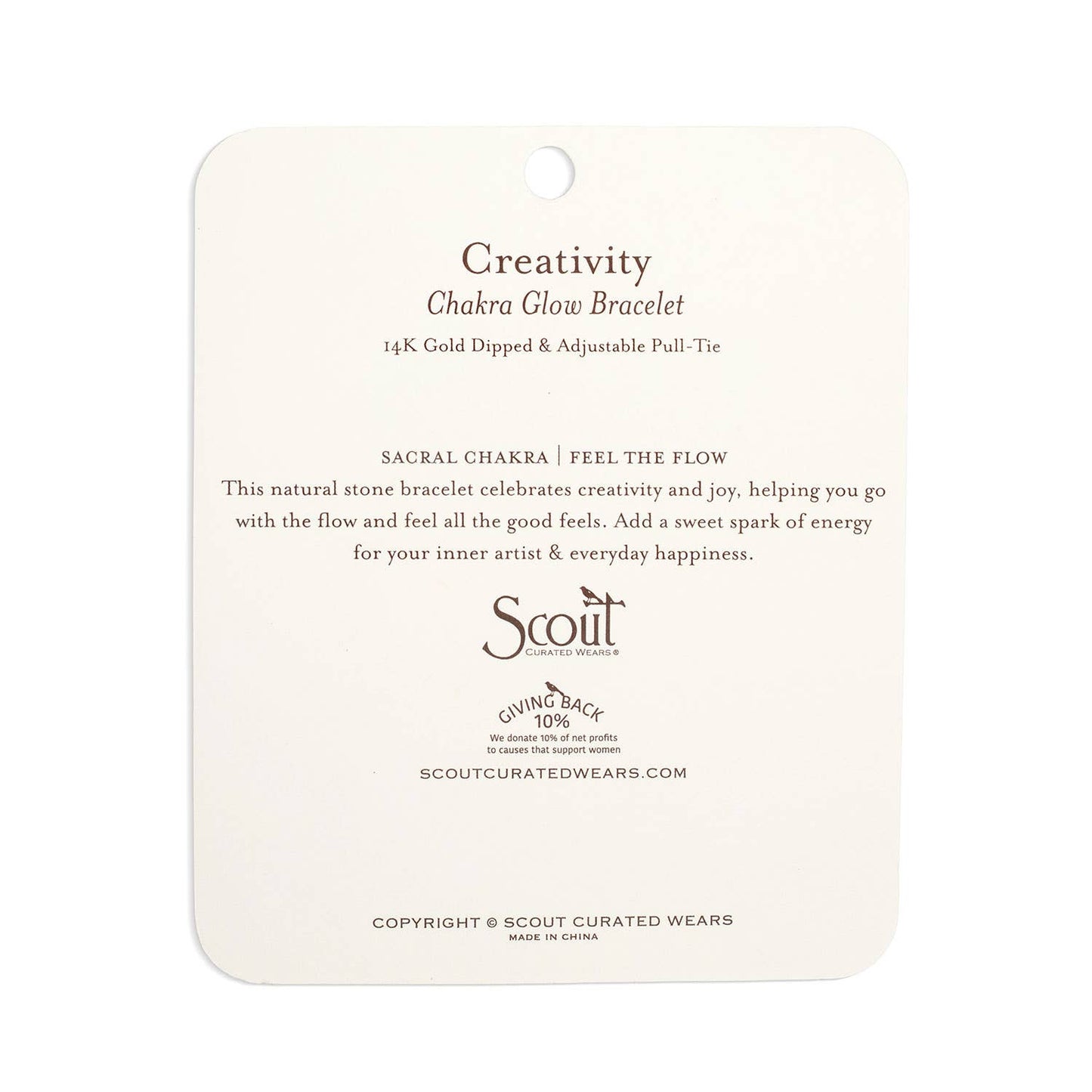 Bracelet label with product details on a white background