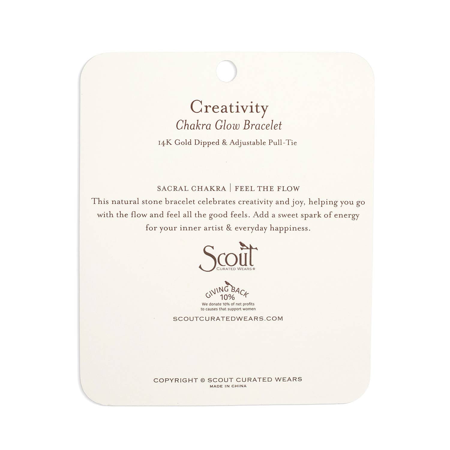 Bracelet label with product details on a white background
