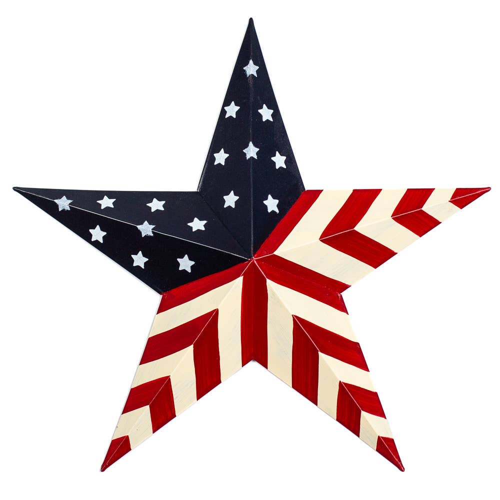Decorative star with American flag design on a white background