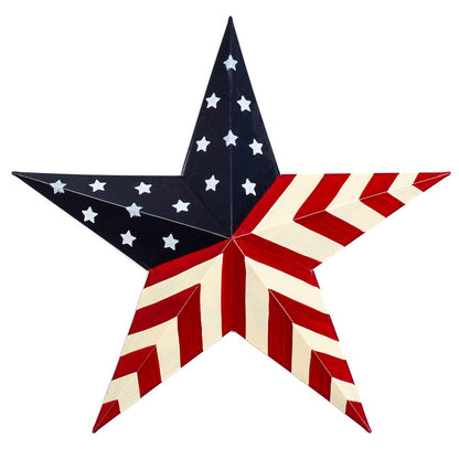 Decorative star with American flag design on a white background