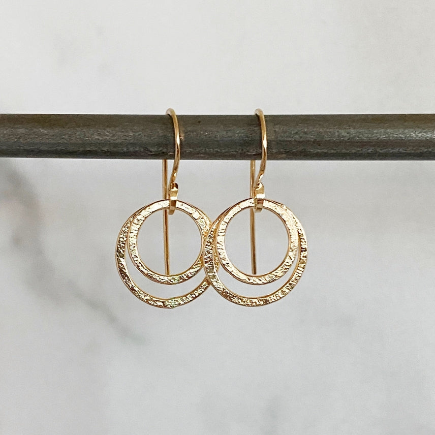 Gold Little Halo Drop Earrings