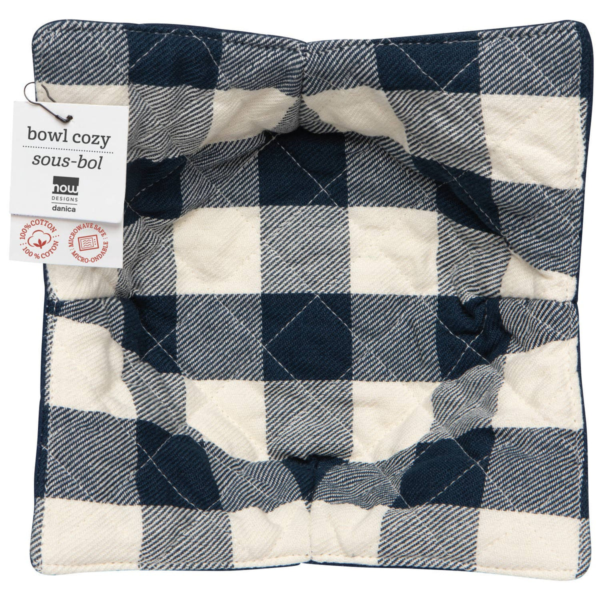 Navy Gingham Bowl Cozy