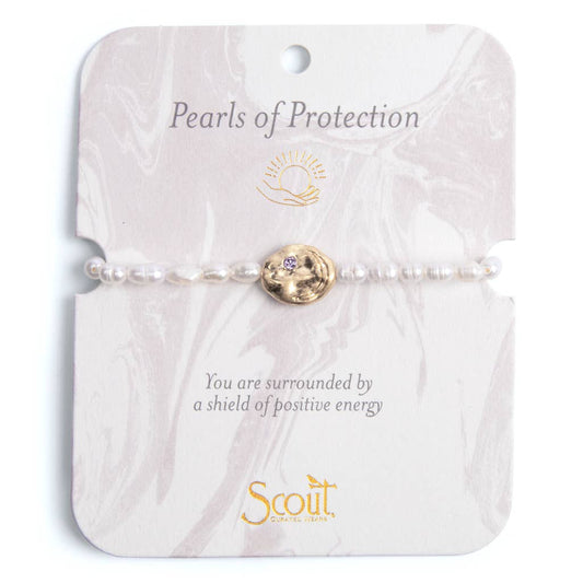 Pearls of Protection bracelet on a Scout branded card with text and logo.