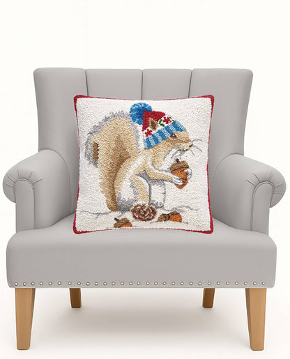 Winter Squirrel Hook Pillow - Mary Lake Thompson
