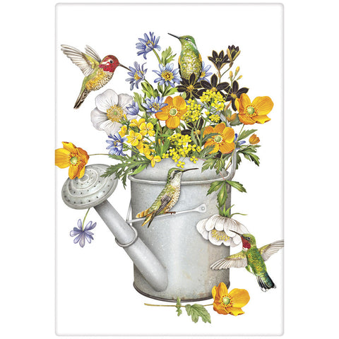Hummingbird Watering Can Tea Towel