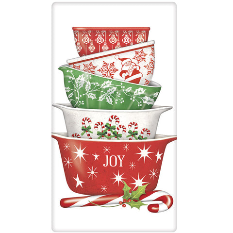 Holiday Vintage Bowls Tea Towel