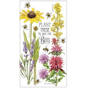 Bee Flowers Tea Towel