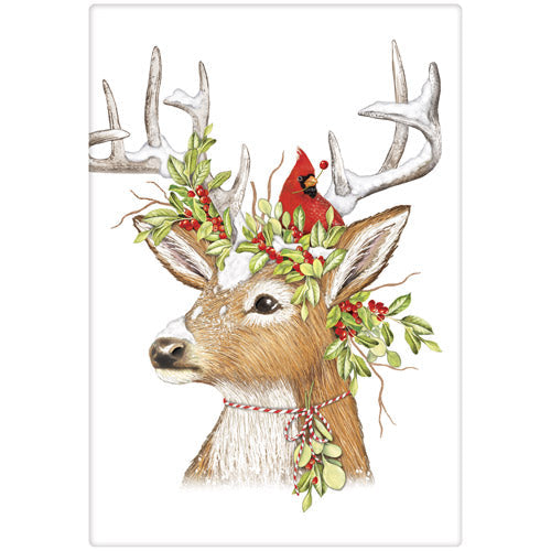 Cardinal Deer Tea Towel