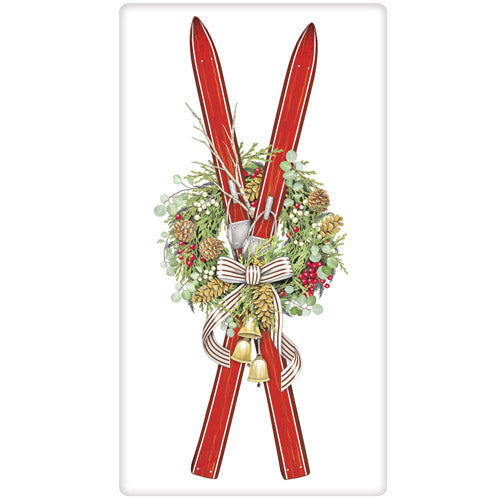 Ski Wreath Tea Towel