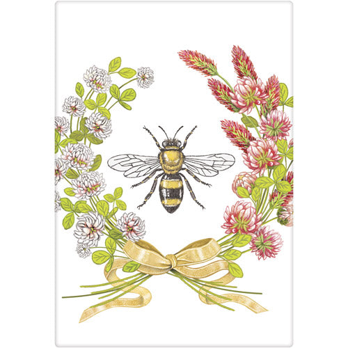Mary Lake Thompson Bee Clover Wreath Dish Towel