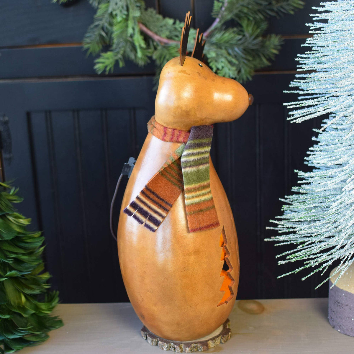 Miles Moose Small Tall Lit Gourd Luminary