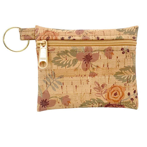 Flourish Print Cork Key Chain Pouch
