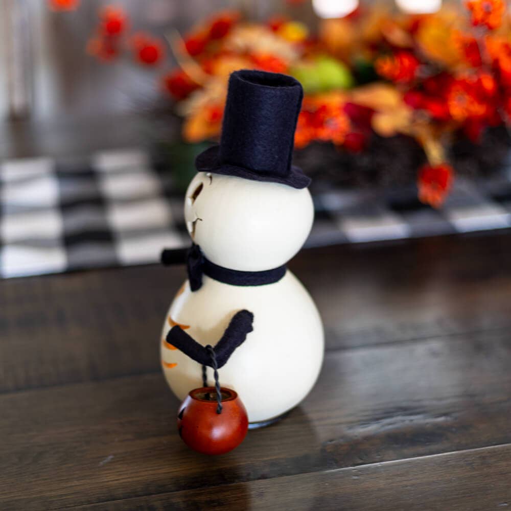 Skully Skeleton Gourd with Pumpkin Basket