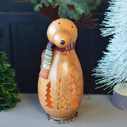 Miles Moose Small Tall Lit Gourd Luminary