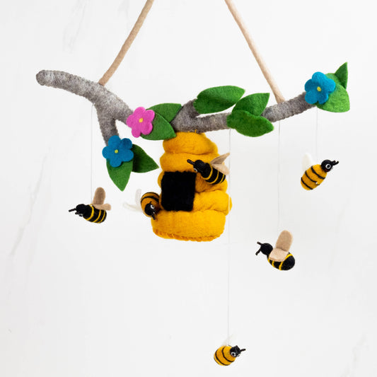 Felt Mobile - Felt Bee Hive and Honey Bee