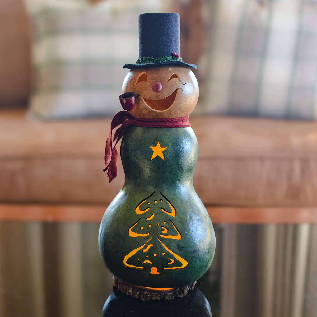 Pinewood Large Lit Gourd Luminary