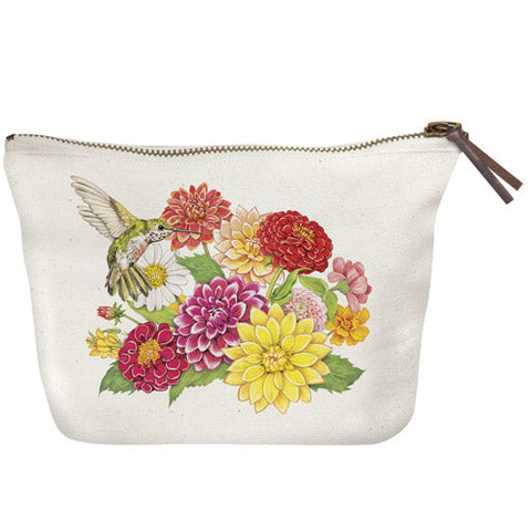 Dahlia Hummingbird Canvas Pouch