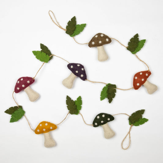 Garland - Felt Multicolor Spotted Mushroom