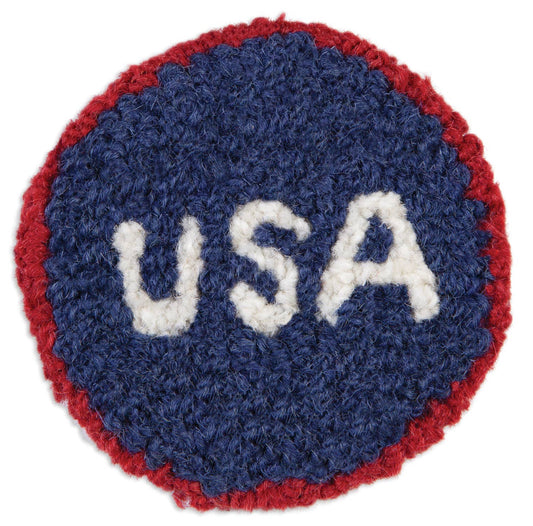 U.S.A. Hooked Wool Table Coaster 4 Pack
