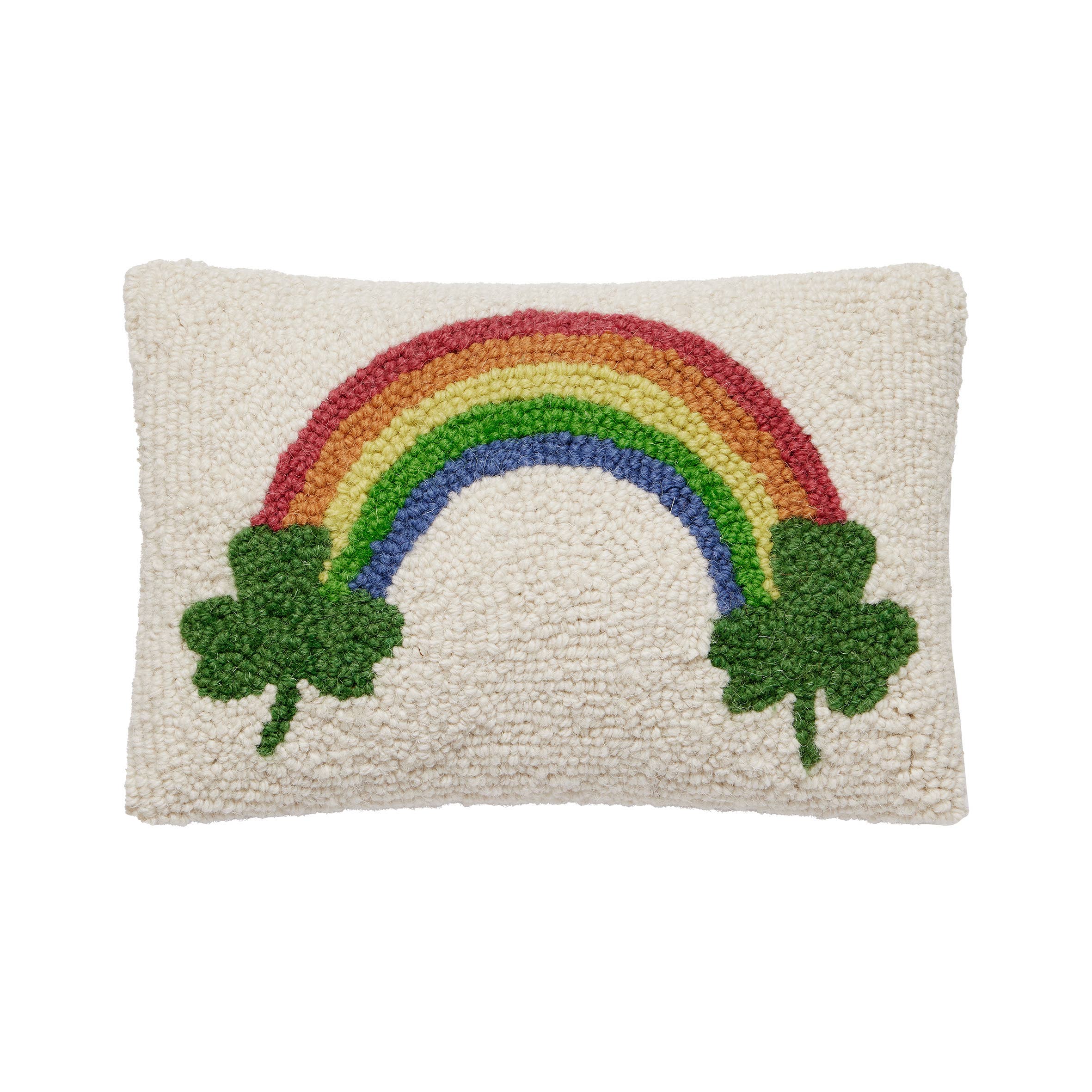 Peking Handicraft Shamrock Rainbow Hooked Pillow