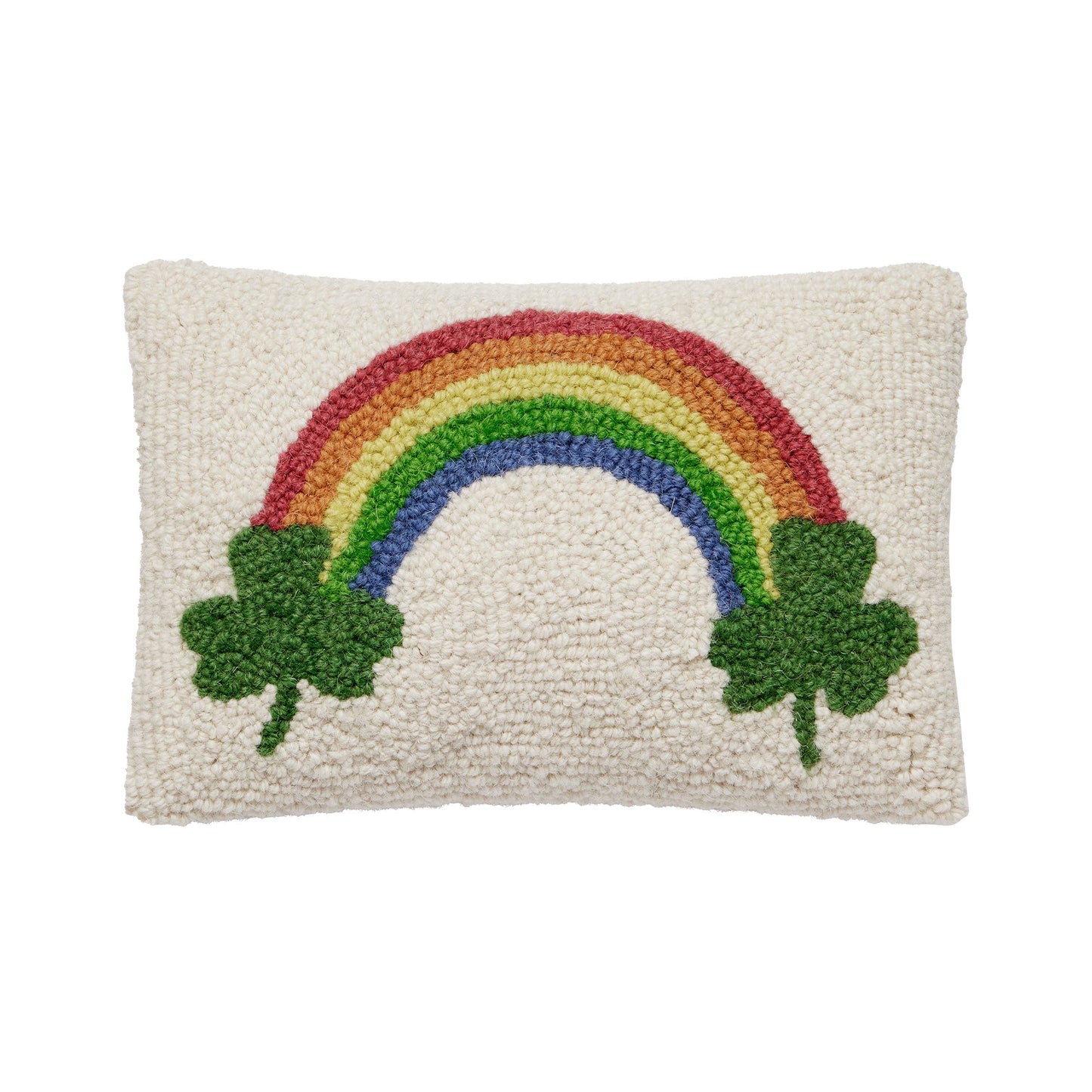 Shamrock Rainbow Hooked Pillow