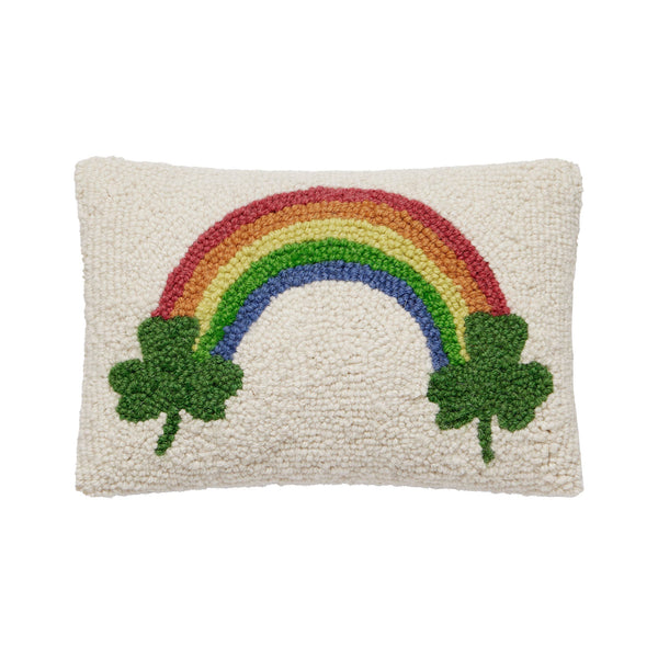 Shamrock Rainbow Hooked Pillow