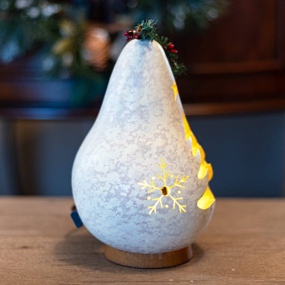 Winter Tree Silhouette Gourd Luminary