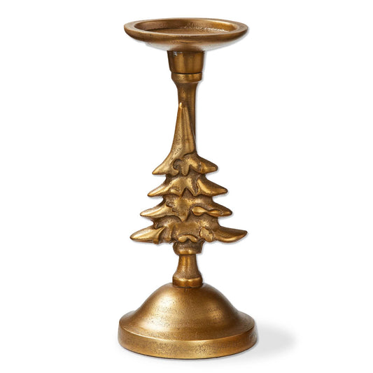 Antique Brass Tree Taper/Pillar Candle Holder Small