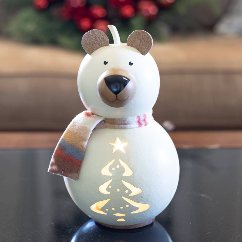 Aspen Polar Bear Small Lit Gourd Luminary