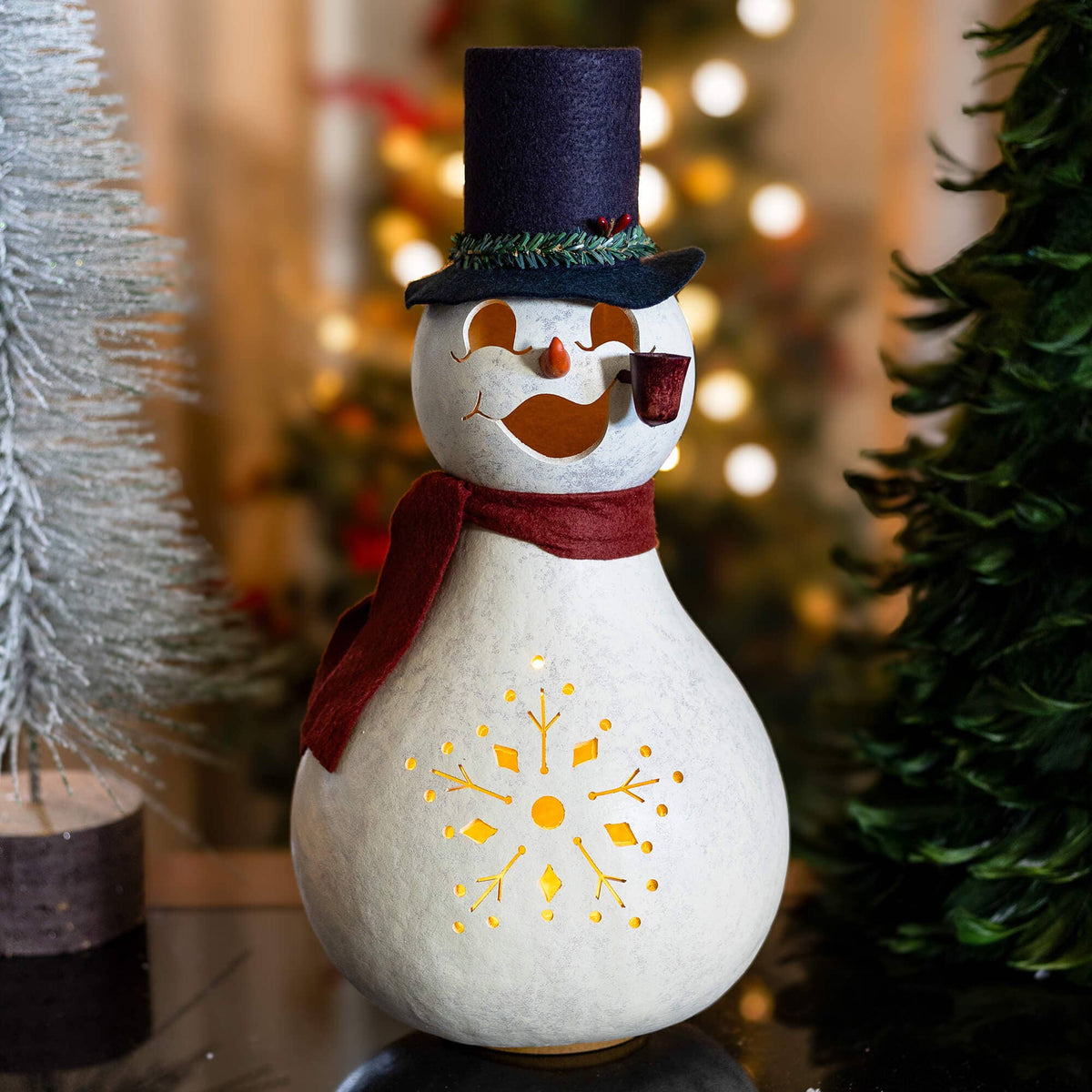 Blizzard Snowman Large Lit Gourd Luminary