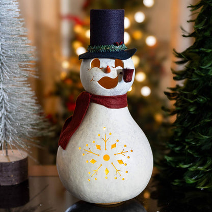 Blizzard Snowman Large Lit Gourd Luminary