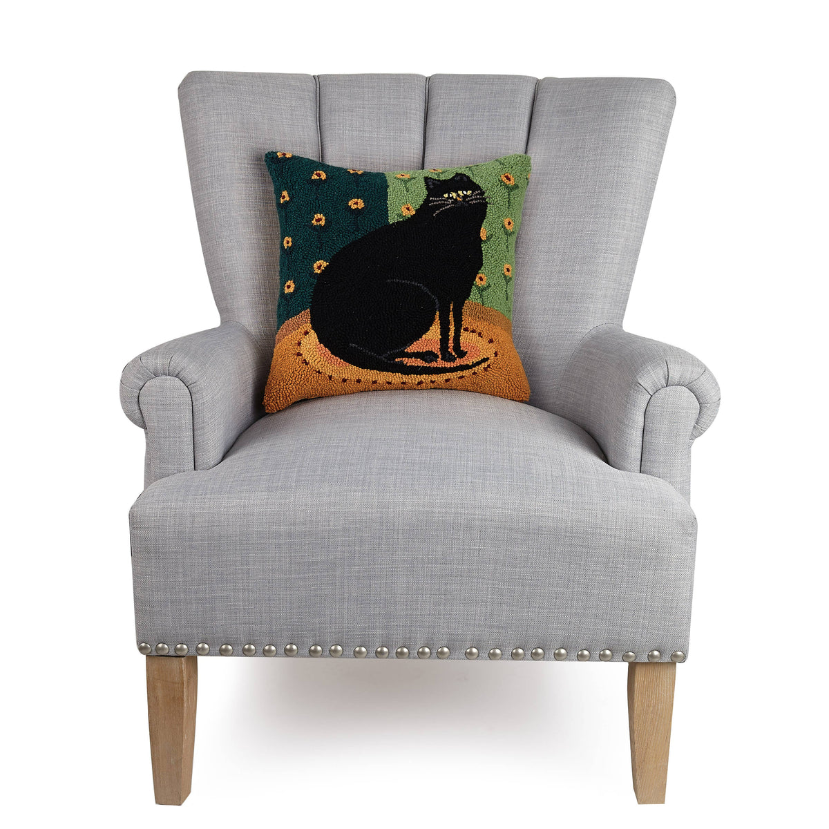 Black Cat In A Corner Hook Pillow - Warren Kimble