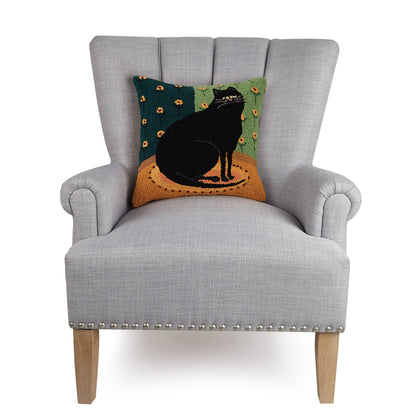 Black Cat In A Corner Hook Pillow - Warren Kimble