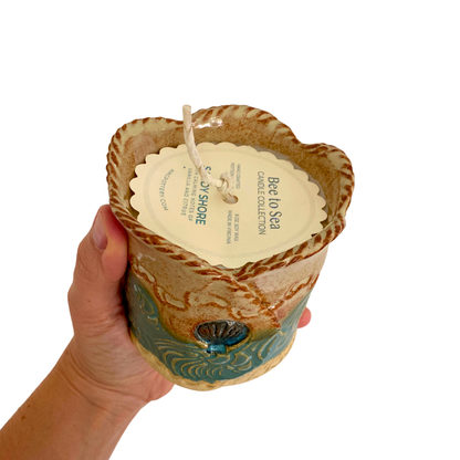Footprints in the Sand Ceramic Candle