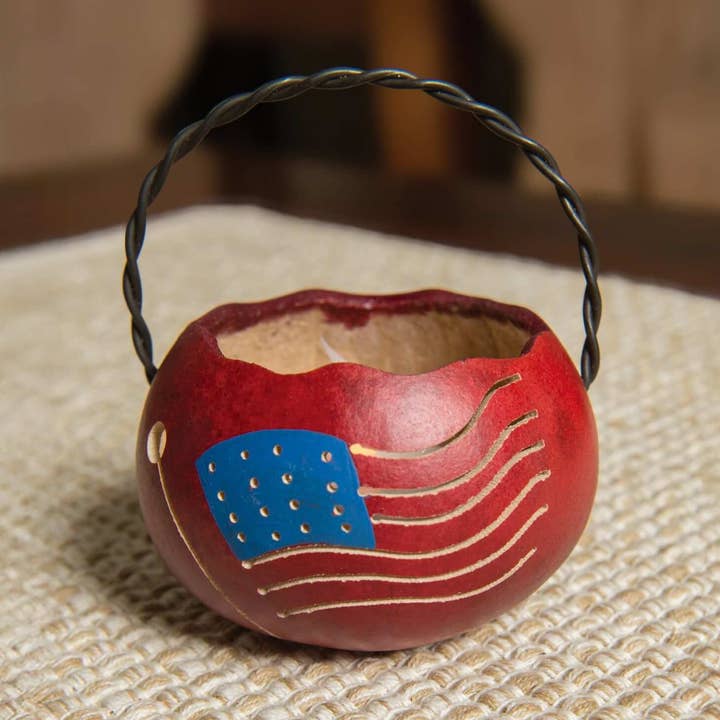 American Flag Gourd Basket