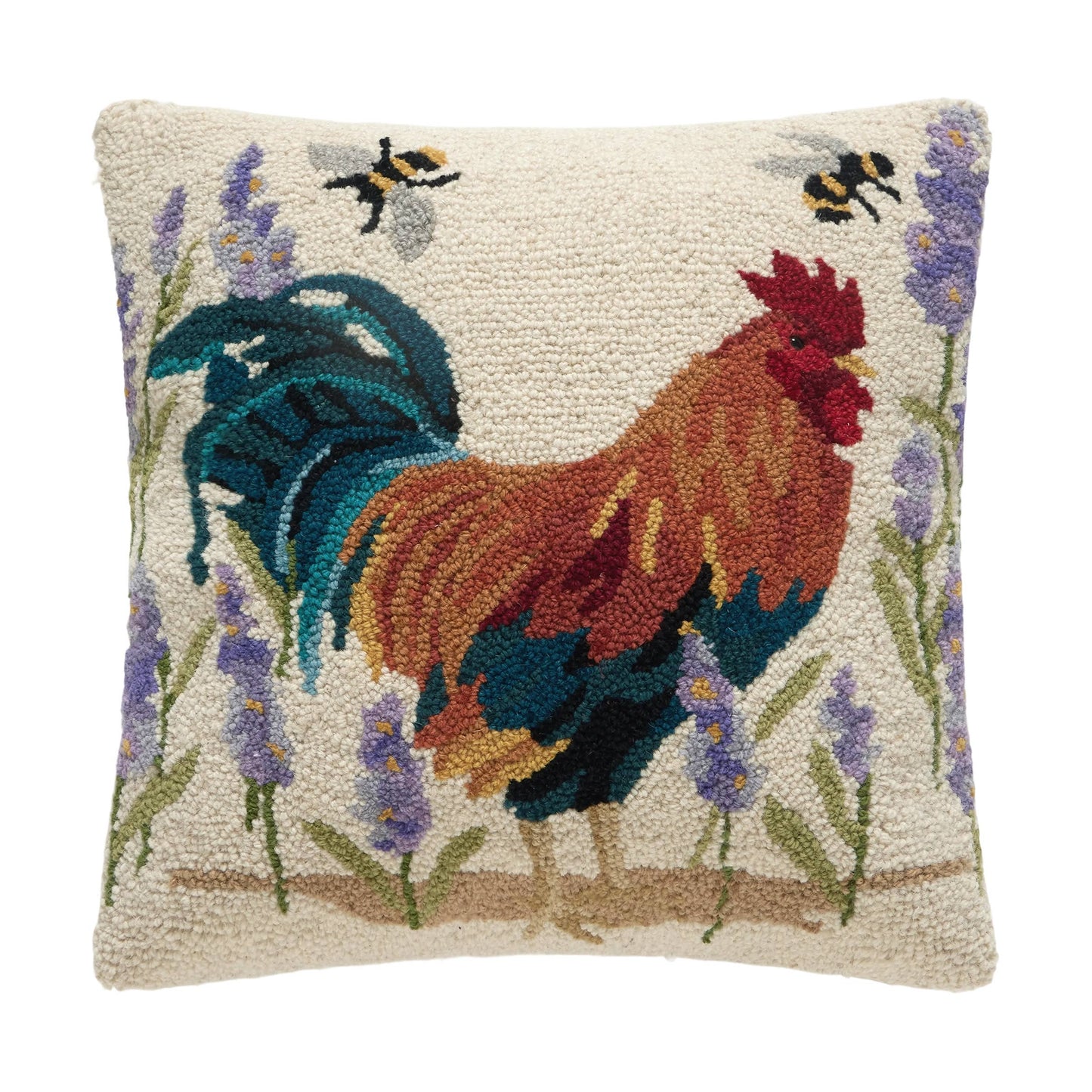 Rooster Lavender Hooked Pillow - Susan Winget