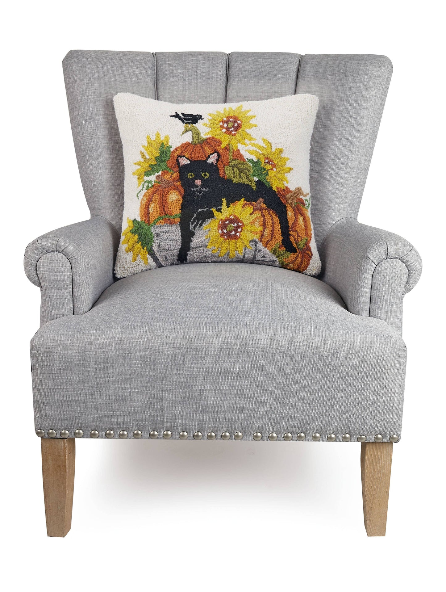 Cat & Sunflowers Hook Pillow - Mary Lake Thompson