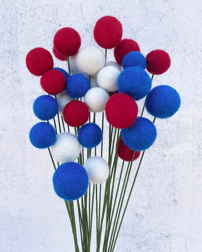Americana Wool Flower Ball Bouquet
