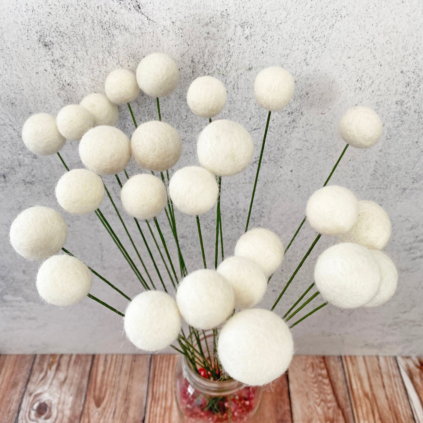 Fresh Cream Wool Felt Flower Bouquet